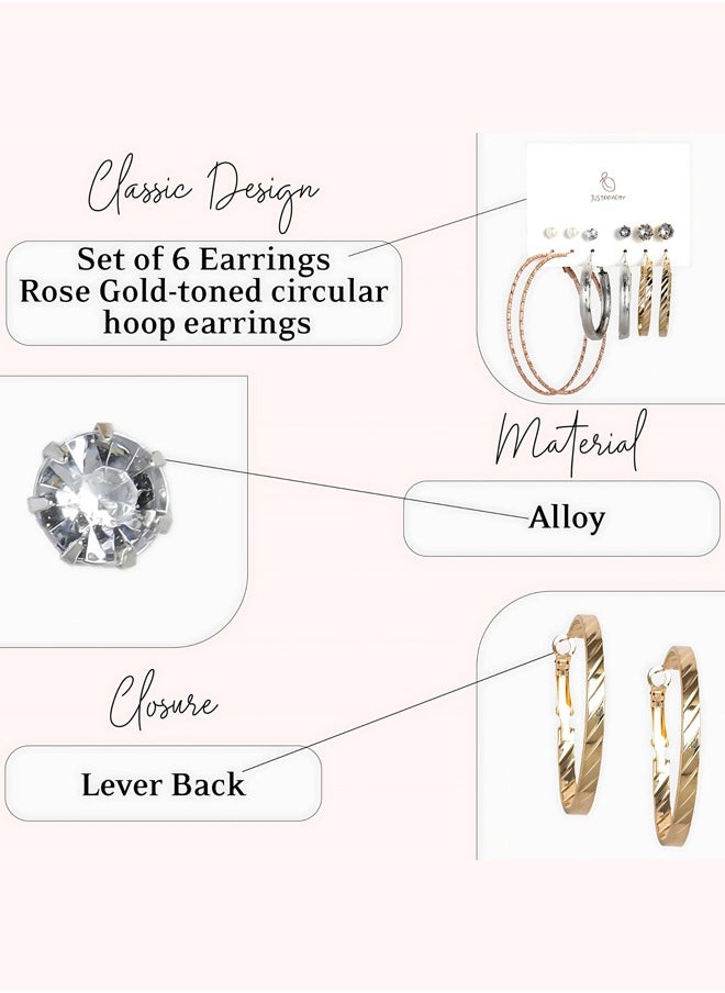 Just Peachy Just Peachy Set of 6 Elegant Earrings for Women,Versatile Collection Featuring Classic Studs, Hoop, Drop Designs, Perfect for Any Occasion, Ideal for Daily Wear or Special Events, Pack of 6  - Image 4