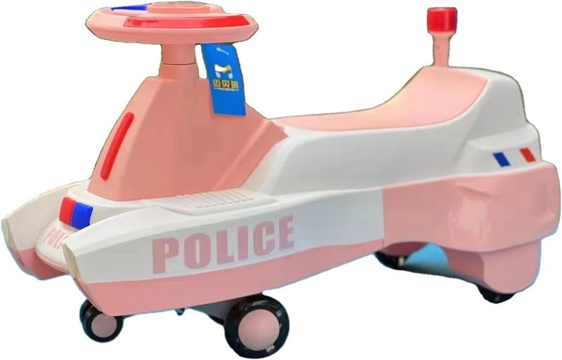 Leno Leeno Kids Tambourine Car – Rocking Plasma Scooter with LED Light – Suitable for Boys and Girls Ages 2-6 – Indoor and Outdoor Use C2203L (Pink) - Image 1