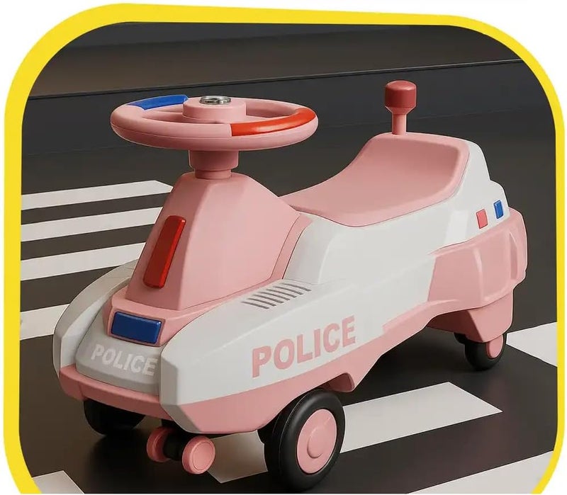 Leno Leeno Kids Tambourine Car – Rocking Plasma Scooter with LED Light – Suitable for Boys and Girls Ages 2-6 – Indoor and Outdoor Use C2203L (Pink) - Image 2