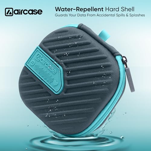 AirCase Earphone Carrying Case Cover with Shockproof EVA Hardshell & Soft Lining| Travel Organizer Pouch with Carabiner, Mesh Pocket, Zipper Closure for Earbuds, USB Drives, SD Cards, Cables (Grey) - Image 3