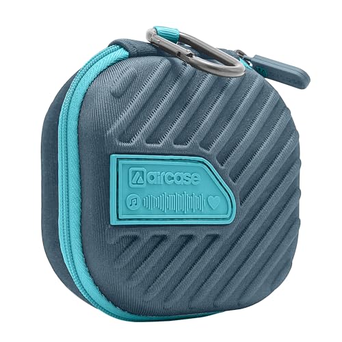 AirCase Earphone Carrying Case Cover with Shockproof EVA Hardshell & Soft Lining| Travel Organizer Pouch with Carabiner, Mesh Pocket, Zipper Closure for Earbuds, USB Drives, SD Cards, Cables (Grey) - Image 1