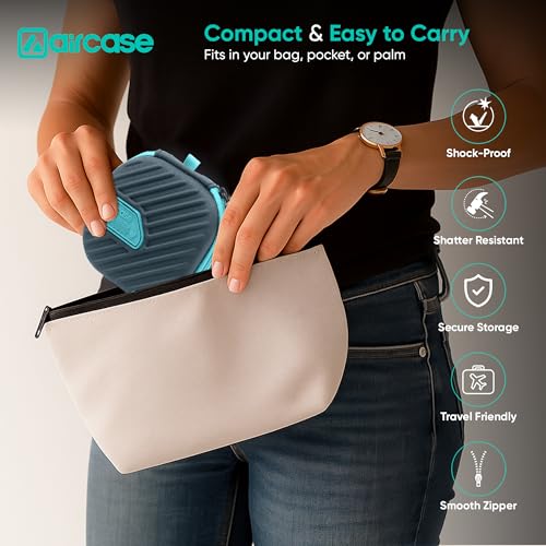 AirCase Earphone Carrying Case Cover with Shockproof EVA Hardshell & Soft Lining| Travel Organizer Pouch with Carabiner, Mesh Pocket, Zipper Closure for Earbuds, USB Drives, SD Cards, Cables (Grey) - Image 4