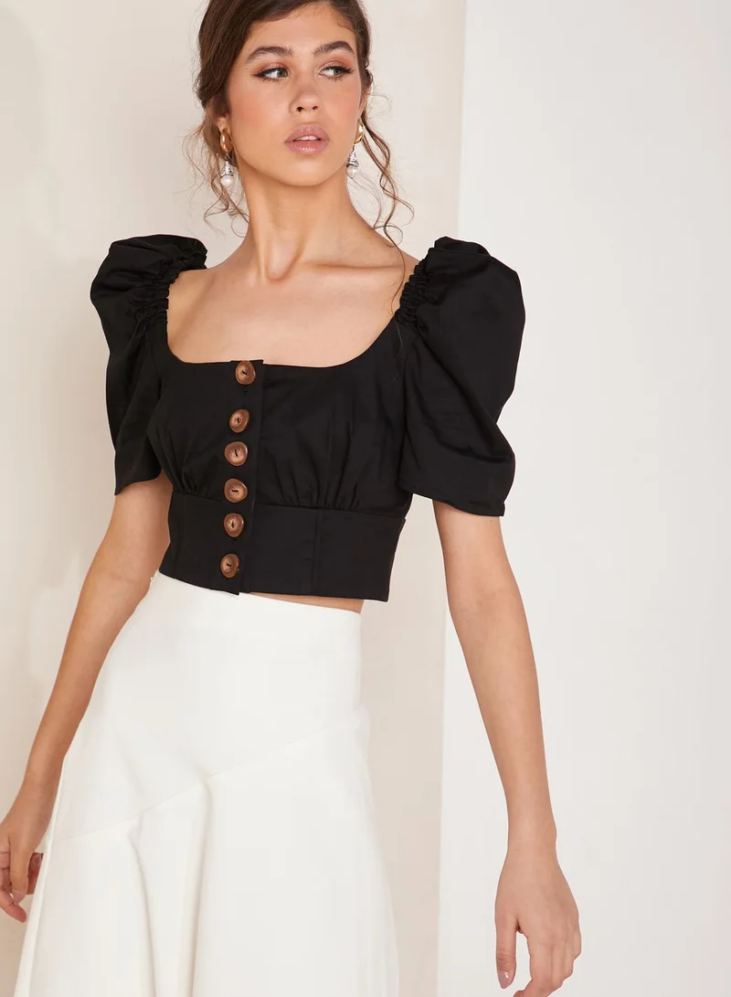 Cmeo collective Subscribe Button Detail Square Neck Top