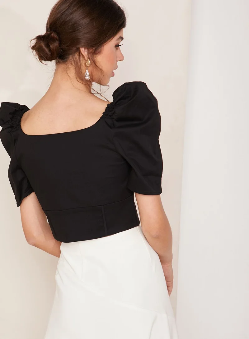 Cmeo collective Subscribe Button Detail Square Neck Top