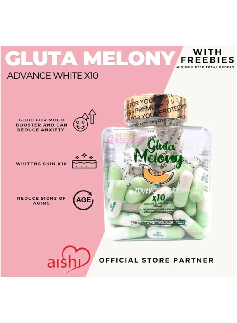 Aishi Gluta Melony Advanced White x10 - 60 Capsules | Best Price KSA