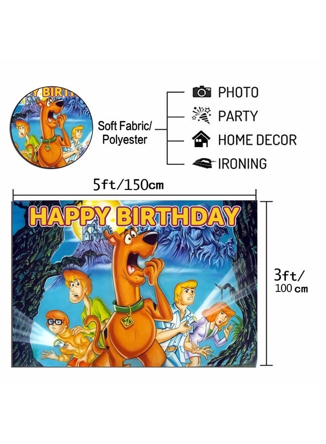 Cartoon Scooby Doo Photography Backdrops Mystery Machine Van Halloween Scooby Doo Zombie Island Photo Background 5x3ft for Kids Birthday Party Decoration Banner