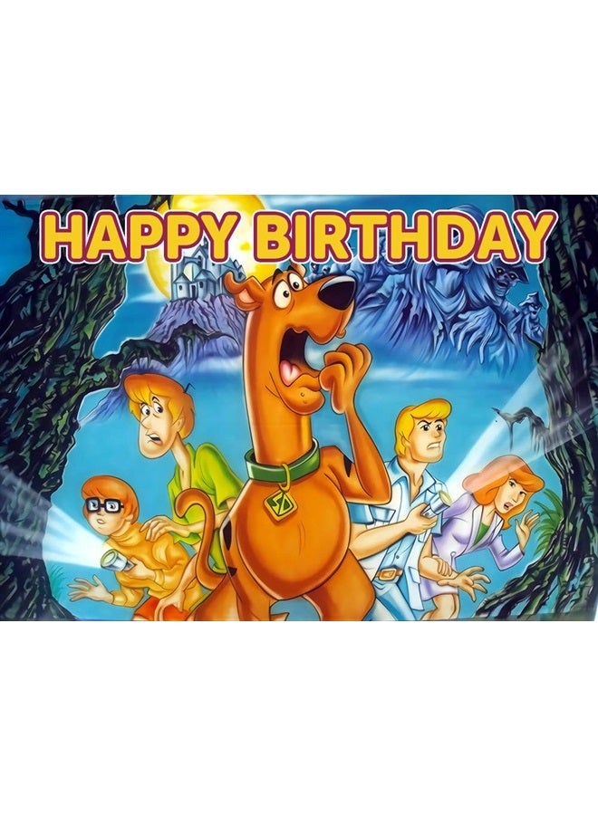Cartoon Scooby Doo Photography Backdrops Mystery Machine Van Halloween Scooby Doo Zombie Island Photo Background 5x3ft for Kids Birthday Party Decoration Banner