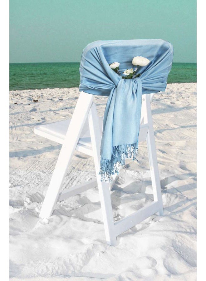 Sakkas Silky Solid Soft Pashmina Shawl Wrap Stole, Baby Blue, One size - Image 4