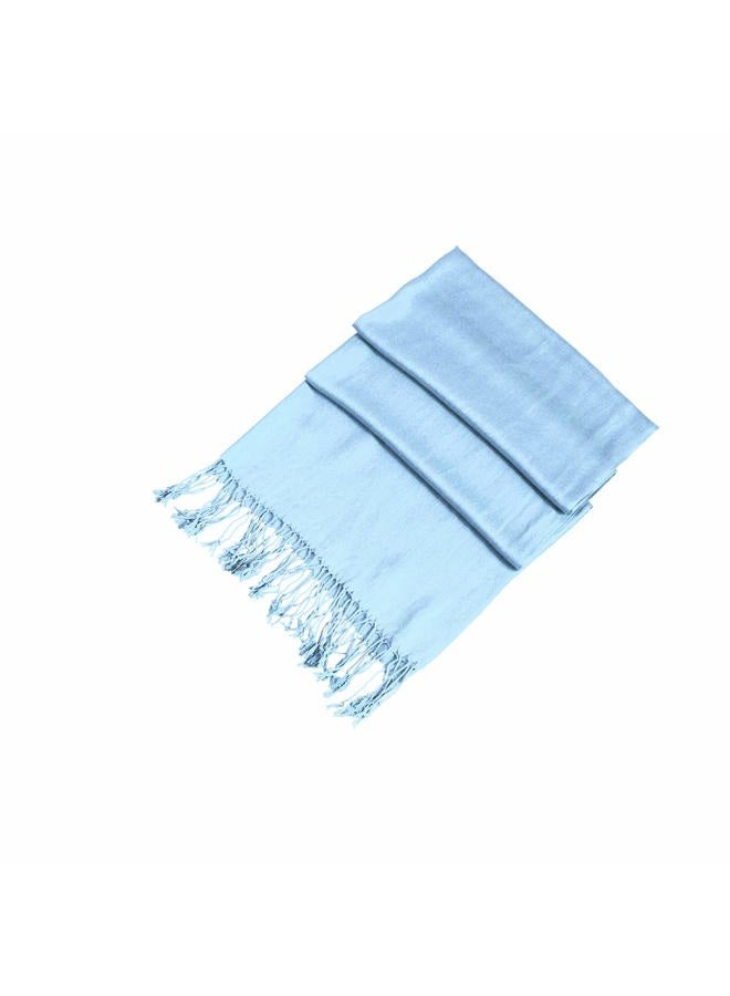 Sakkas Silky Solid Soft Pashmina Shawl Wrap Stole, Baby Blue, One size - Image 2