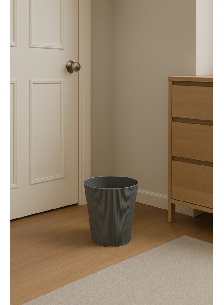 بلاستيكنا سلة مهملات كلاسيك دائرية للمكاتب والغرف، 10لتر، لون رمادي