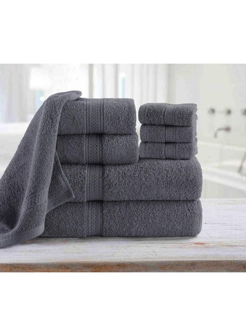 COMFY 8 PIECE 100% COMBED COTTON 600 GSM QUICK DRY HIGHLY ABSORBENT TOWEL SET INCLUDES 2 BATH TOWELS, 2 HAND TOWELS AND 4 FACE TOWELS - Image 2