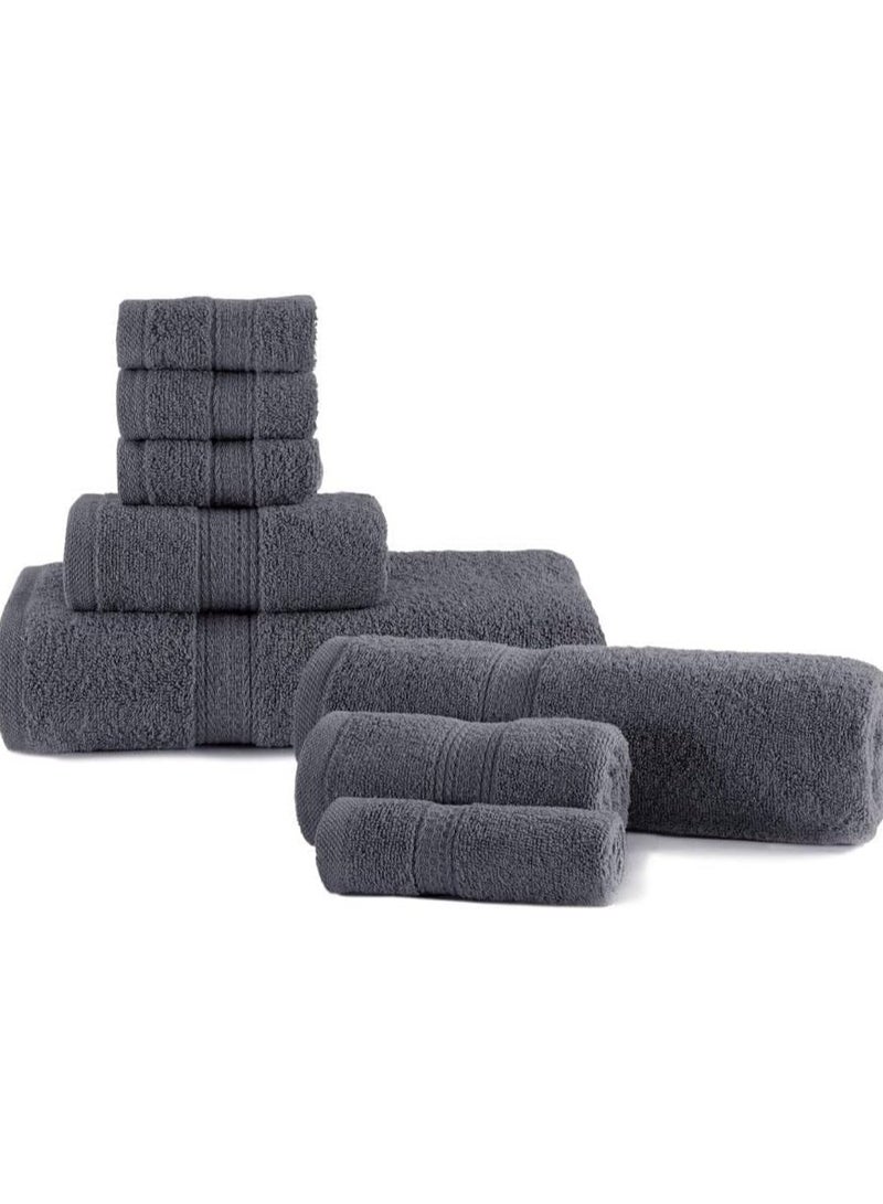 COMFY 8 PIECE 100% COMBED COTTON 600 GSM QUICK DRY HIGHLY ABSORBENT TOWEL SET INCLUDES 2 BATH TOWELS, 2 HAND TOWELS AND 4 FACE TOWELS - Image 3