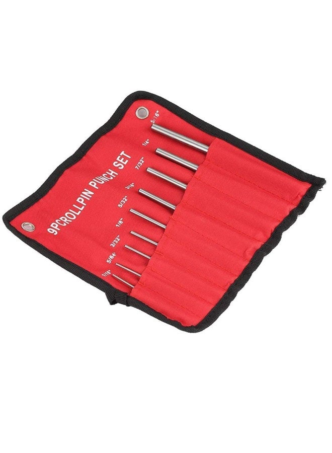 9 Pcs Extra Long Steel Pin Punch Set - Multi-Scenario Woodworking Roll Pin Punch & Chisel Kit with Bag, Reverse Taper Tips (Anti-Slip/Anti-Scratch), For Drilling Walls/Concrete/Stone, Wear-Resistant - Image 2