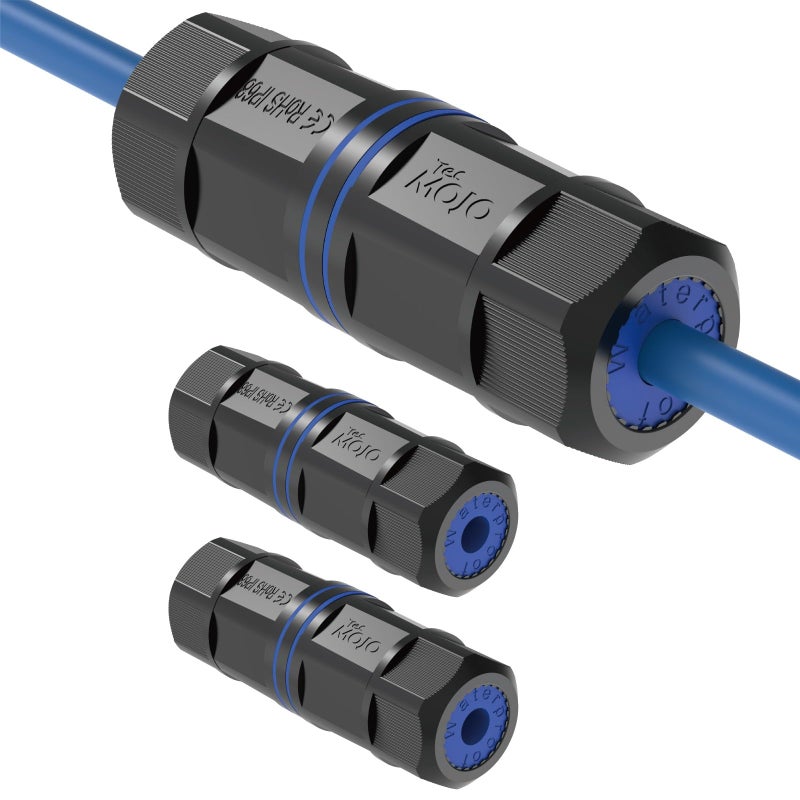 Tecmojo Waterproof Cat6 Coupler, IP68 Outdoor Ethernet Connector for CAT6/CAT5E/CAT5,Shielded RJ45 Ethernet Extender for IP Camera and PoE Device, 3.2in,3 Pack - Image 1