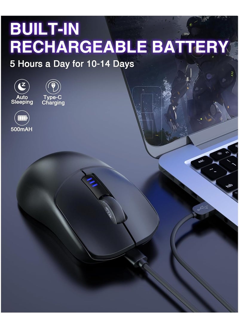AULA - SC580X Superlight Wireless Gaming Mouse, Tri-Mode 2.4G/BT5.0/USB-C Gaming Mouse, 10000 DPI Rechargeable Wireless Mouse with 6 Programmable Buttons, Ergonomic Computer Mouse for Laptop/PC/Mac/Tablet - Image 1