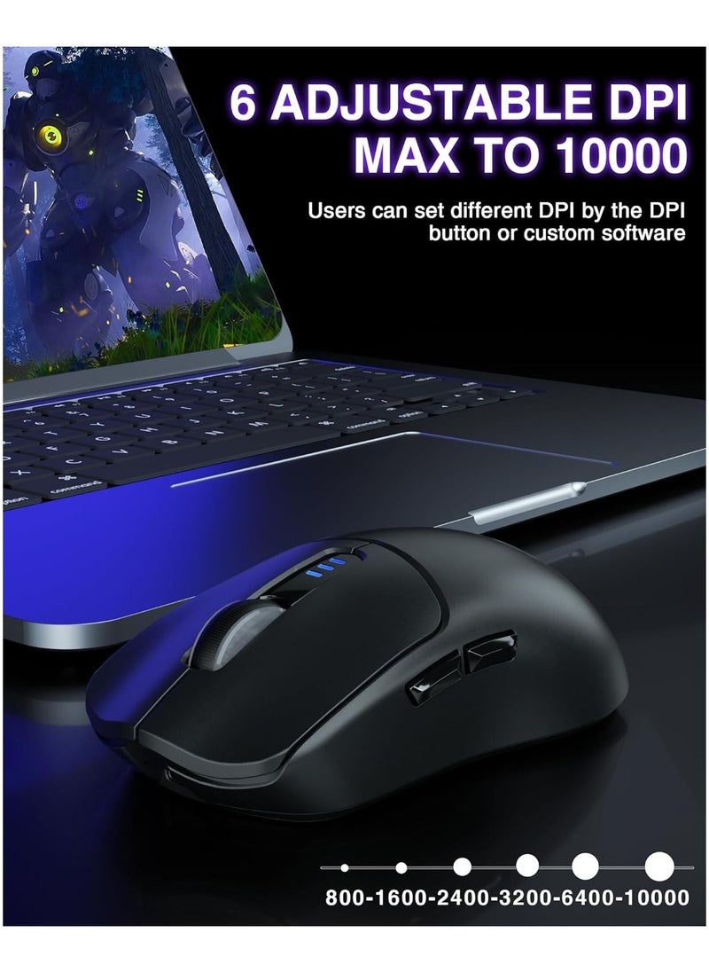 AULA - SC580X Superlight Wireless Gaming Mouse, Tri-Mode 2.4G/BT5.0/USB-C Gaming Mouse, 10000 DPI Rechargeable Wireless Mouse with 6 Programmable Buttons, Ergonomic Computer Mouse for Laptop/PC/Mac/Tablet - Image 1