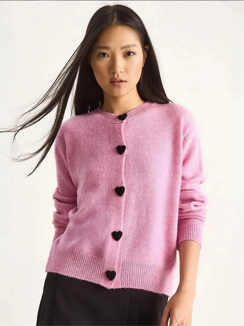 Bianco Lucci LUCCI Heart Buttoned Cardigan