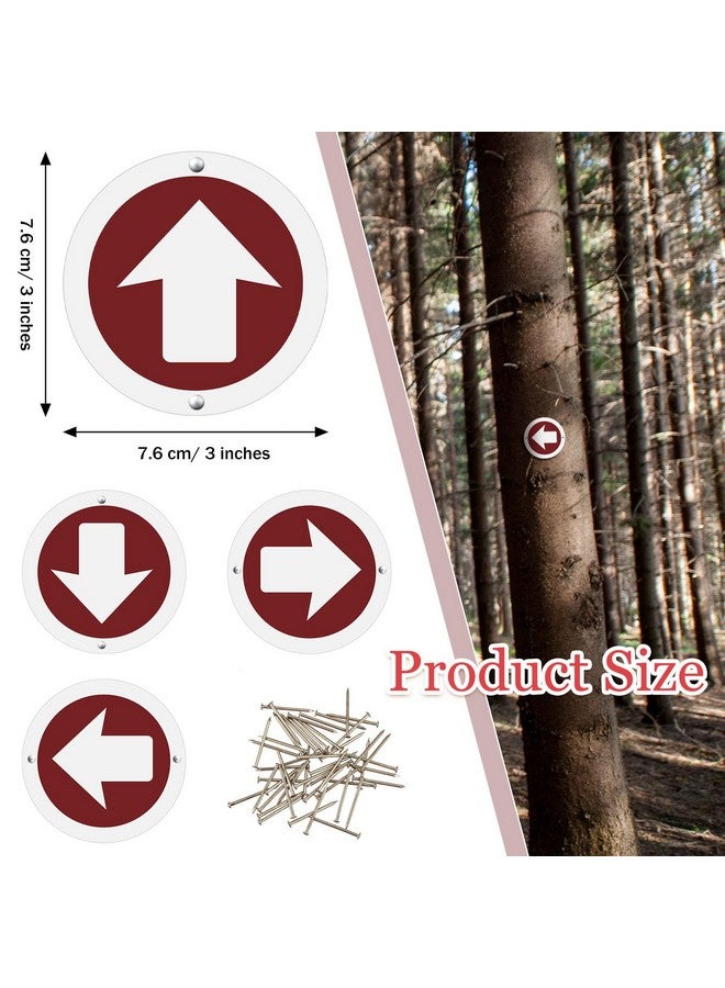 Amylove 24 Pcs 3 Inch Round Trail Markers With Reflective Tacks Aluminum Arrow Sign Traffic Signs Wall Decor Trail Marking Reflectors For Outdoor Camping Hiking Hunting Driving  - Image 3