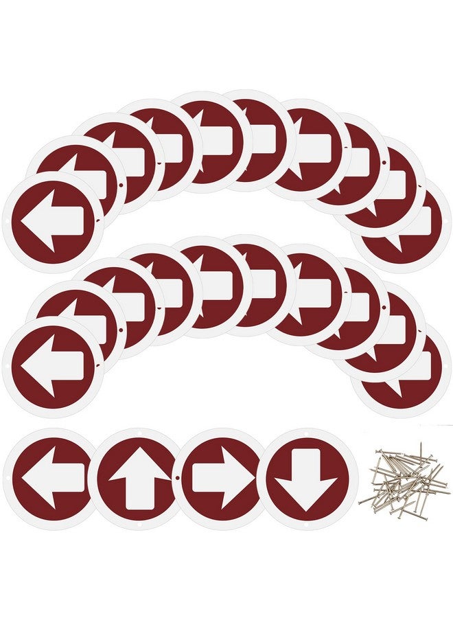 Amylove 24 Pcs 3 Inch Round Trail Markers With Reflective Tacks Aluminum Arrow Sign Traffic Signs Wall Decor Trail Marking Reflectors For Outdoor Camping Hiking Hunting Driving  - Image 1