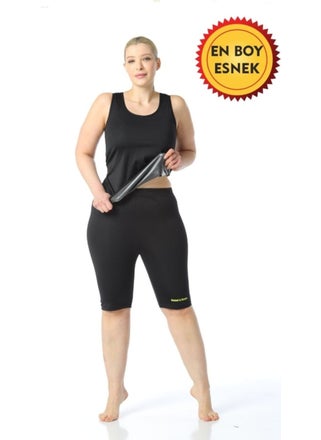 TECHNO 8Q Sauna Black Tank Top and Short Tights Exercise Tracksuit Set  - Image 2