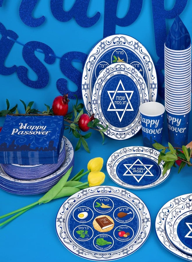 QZYL Passover Decorations, 135 PCS Passover Seder Plates Plus HAPPY PASSOVER Banner, Disposable Seder Plates for Passover Food, Renaissance Design Paper Passover Seder Dinnerware Set Serve for 30 Guests - Image 4