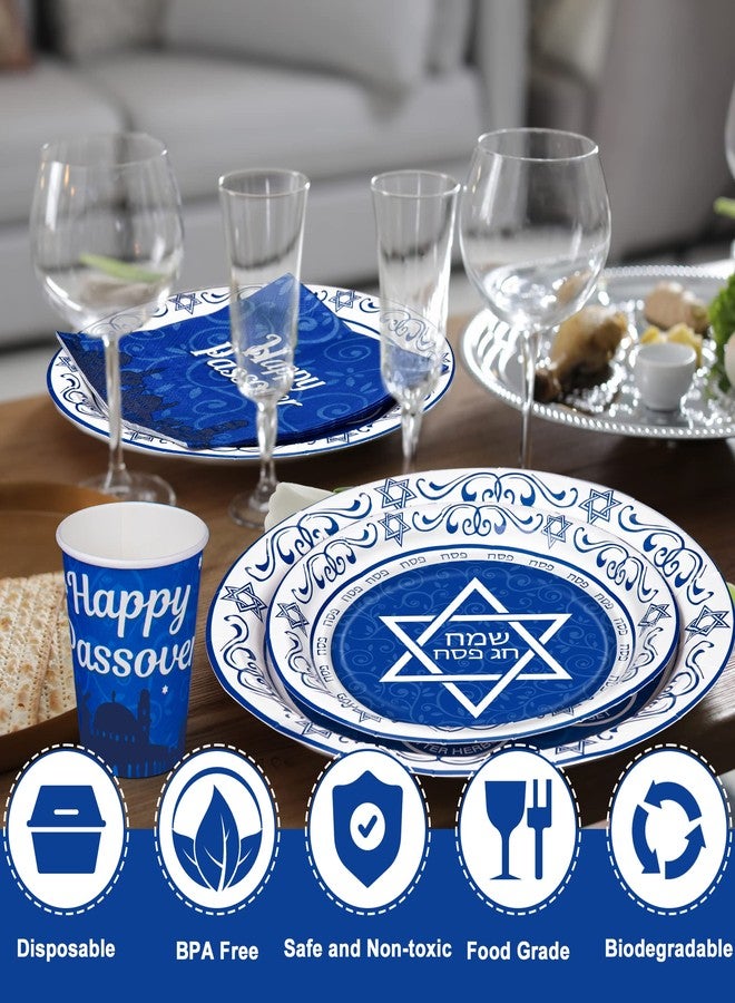 QZYL Passover Decorations, 135 PCS Passover Seder Plates Plus HAPPY PASSOVER Banner, Disposable Seder Plates for Passover Food, Renaissance Design Paper Passover Seder Dinnerware Set Serve for 30 Guests - Image 3