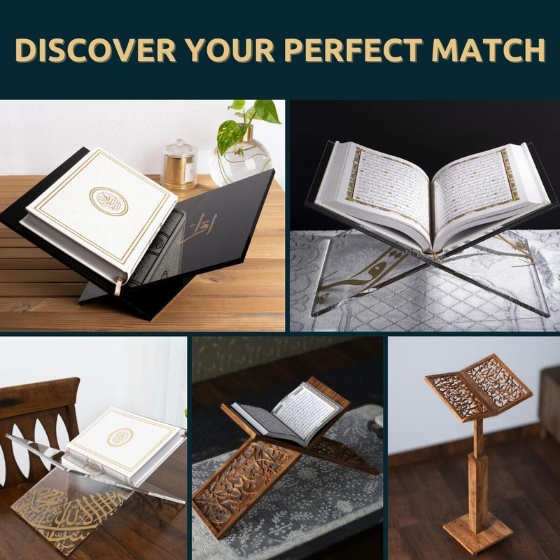 Al Raied ARS® Acrylic Book Stand with Arabic Golden Calligraphy - Elegant Quran Holder - Image 3