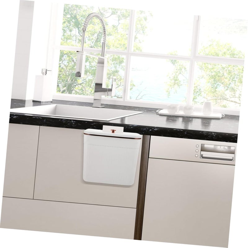 Wide daily application Mipcase Wall-Mounted Covered Trash Can 7l Small Hanging Garbage Container with Lid for Kitchen Cabinet Door Compost Bin Household Waste Storage Temp fluctuation resistant crafted quality - Image 5