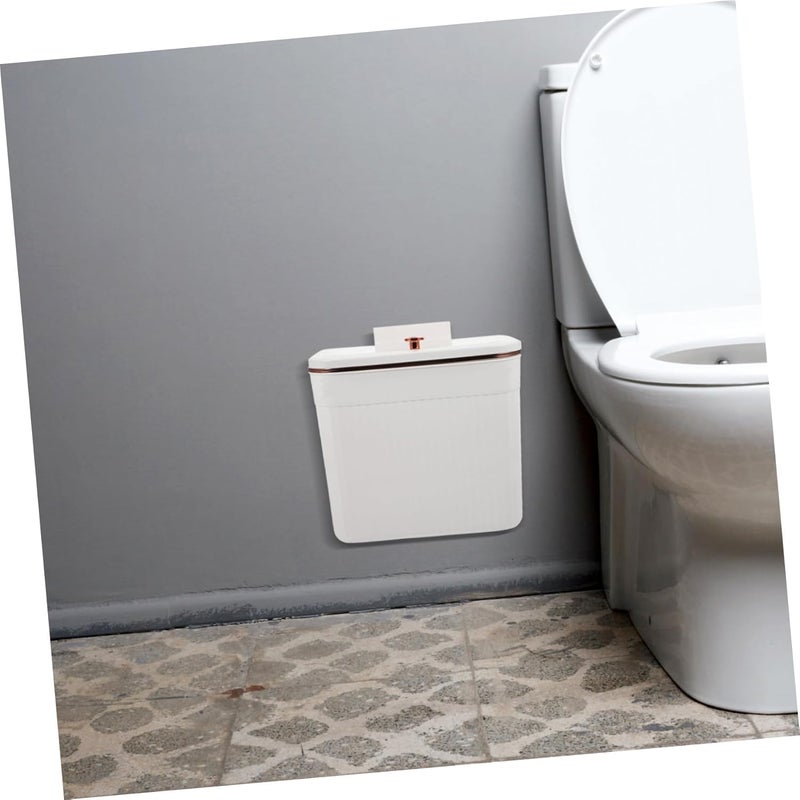 Wide daily application Mipcase Wall-Mounted Covered Trash Can 7l Small Hanging Garbage Container with Lid for Kitchen Cabinet Door Compost Bin Household Waste Storage Temp fluctuation resistant crafted quality - Image 4