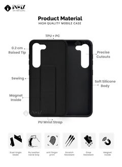 INEIX 3-in-1 Magnetic Wrist Strap Hand Grip with Stand Case Cover for Samsung Galaxy S23 Plus-Black  - Image 2