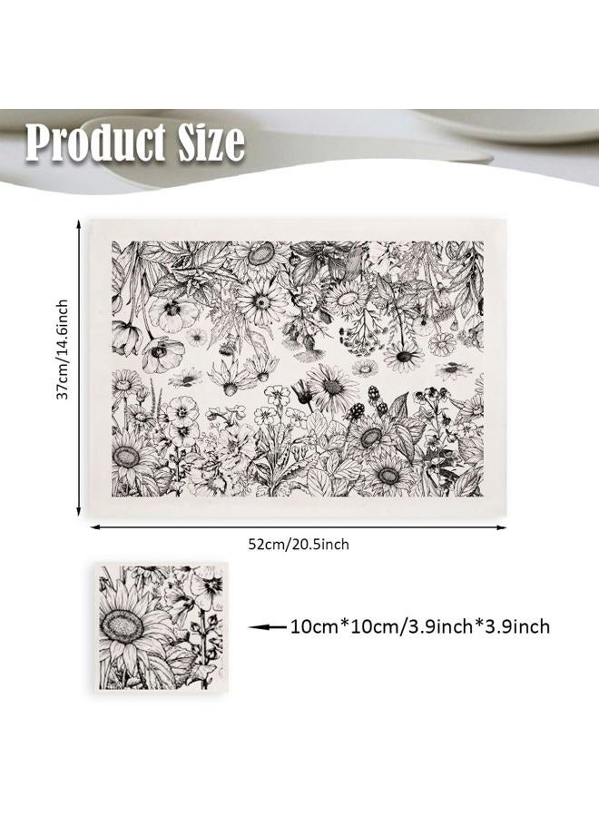 SUPERDANT 4PCS Wild Flowers Underglaze Paper Transfer Plants Transfer Paper for Clay Ceramic Porcelain Under Glaze Transfers for Pottery Enamel Decals Black Underglaze Decal Papers Handcrafted Gifts - Image 2