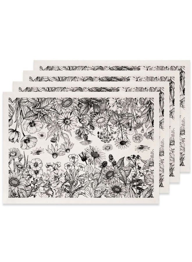SUPERDANT 4PCS Wild Flowers Underglaze Paper Transfer Plants Transfer Paper for Clay Ceramic Porcelain Under Glaze Transfers for Pottery Enamel Decals Black Underglaze Decal Papers Handcrafted Gifts - Image 1
