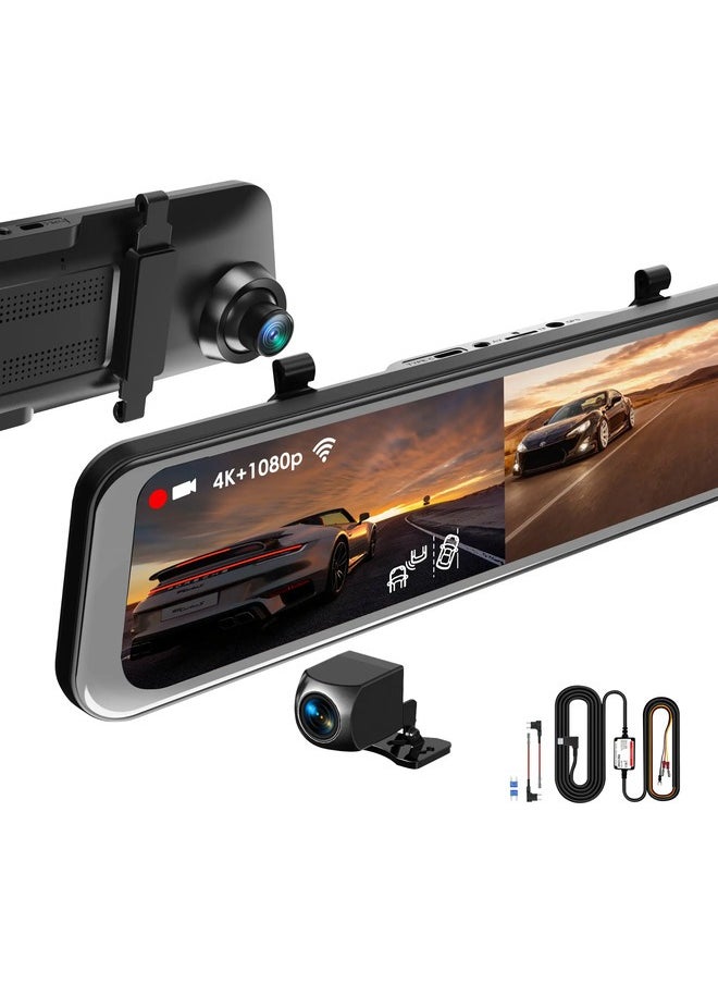 REXING Rexing M2 Max Pro 4K WiFi GPS Mirror Dash Cam - Black  - Image 1