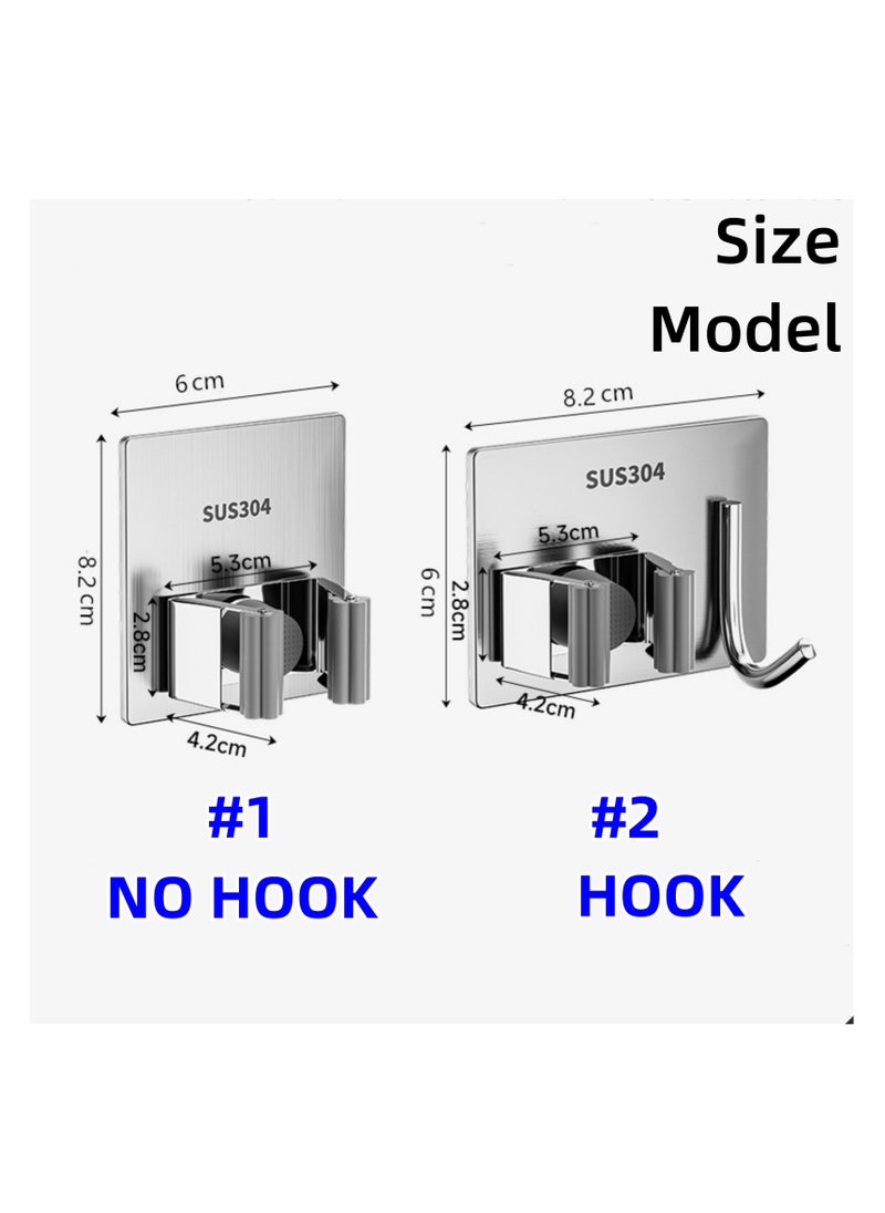 NOVOLAN Wall Hooks Self Adhesive Wall Mounted Stainless Steel Broom Holder, Mop Hook Punch-Free Bathroom Storage Sticky Hook Broom Hanger Strong Viscose Wall-Mounted Mop Clip 4Pcs (#1)  - Image 2