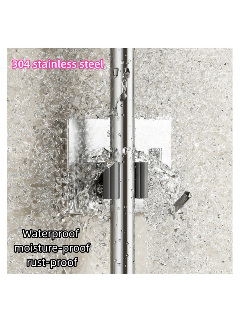 NOVOLAN Wall Hooks Self Adhesive Wall Mounted Stainless Steel Broom Holder, Mop Hook Punch-Free Bathroom Storage Sticky Hook Broom Hanger Strong Viscose Wall-Mounted Mop Clip 4Pcs (#1)  - Image 5