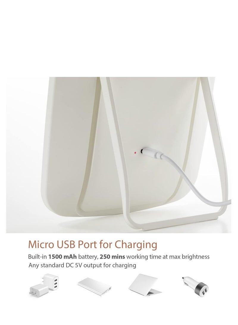 Glowudz makeup mirror with light, with touch screen, USB rechargeable tabletop , led brightness adjustable, white - Image 3