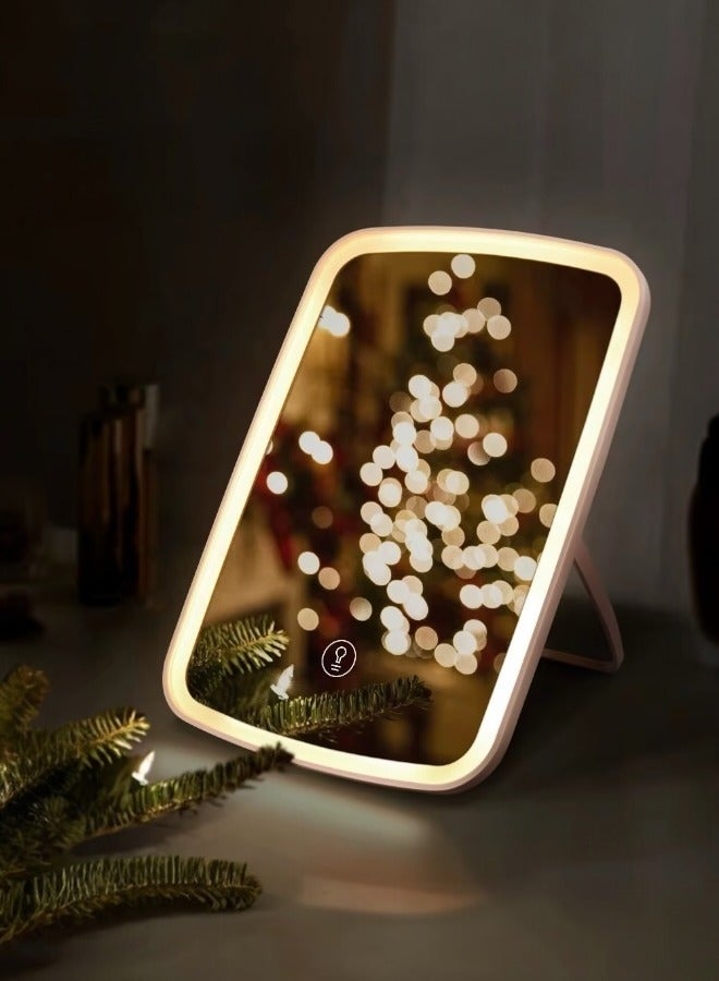 Glowudz makeup mirror with light, with touch screen, USB rechargeable tabletop , led brightness adjustable, white - Image 2