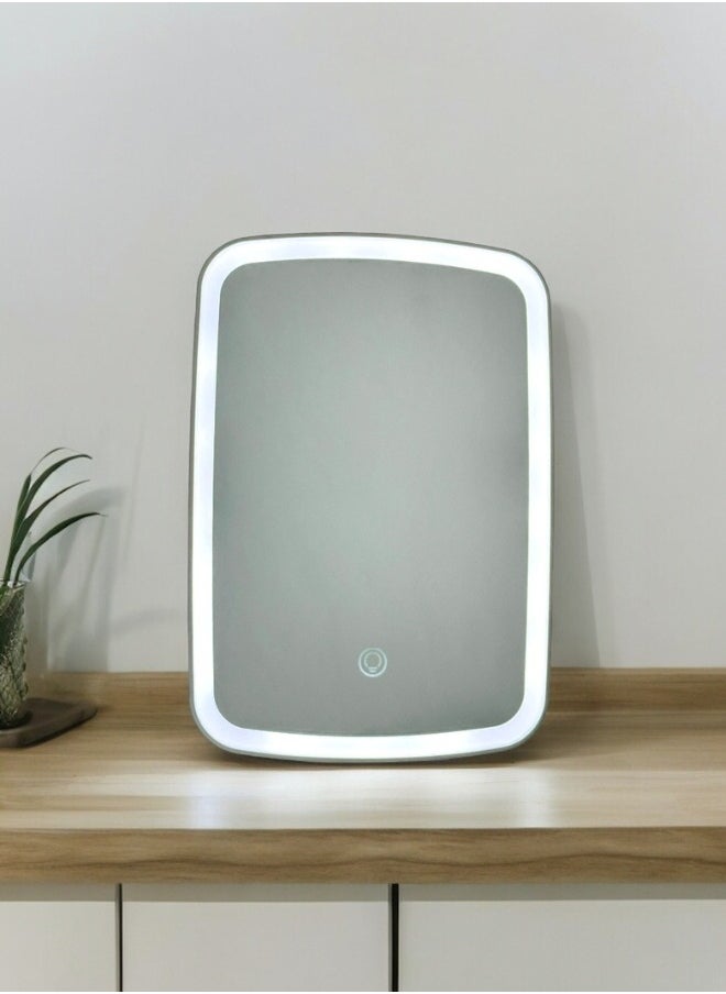 Lifenpure Lifenpure™ makeup mirror with light, with touch screen, USB rechargeable tabletop , led brightness adjustable, white  - Image 2