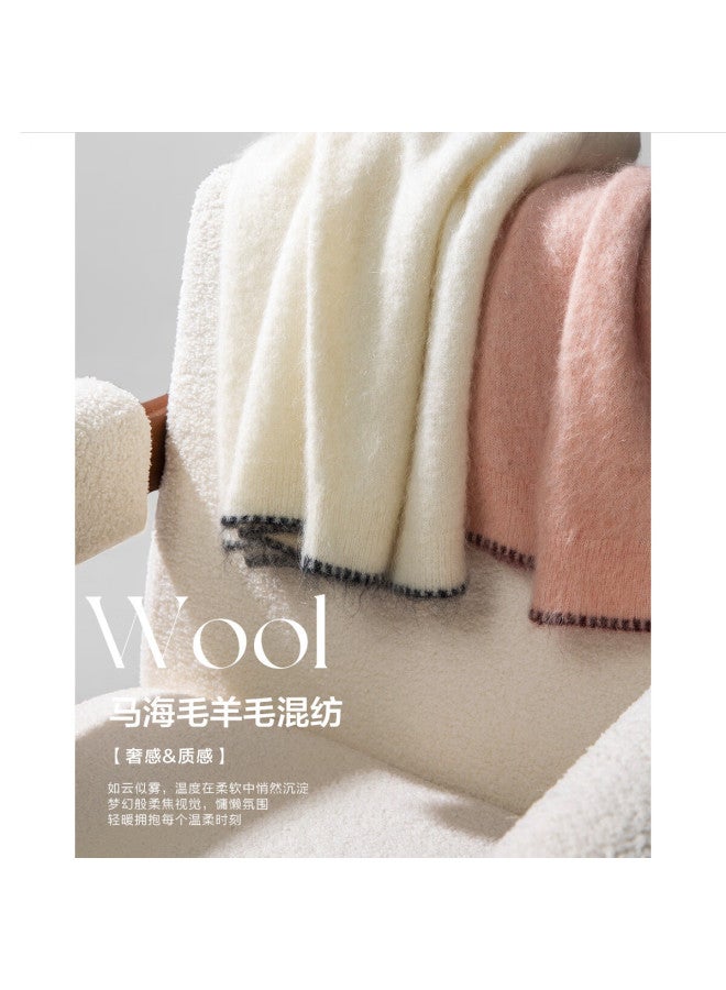 dme Demana Mohair Wool Blend Winter Cloud Breath Colorblock Crewneck Soft Stretch Knit Sweater Top - Image 5