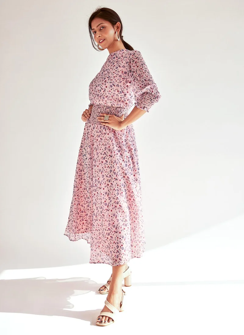The Label Life  Floral Georgette Smocked Midi for Women | Best Price UAE