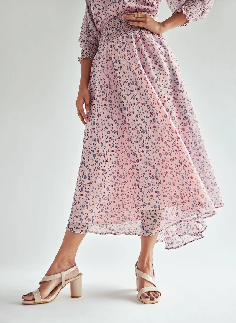 The Label Life  Floral Georgette Smocked Midi for Women | Best Price UAE