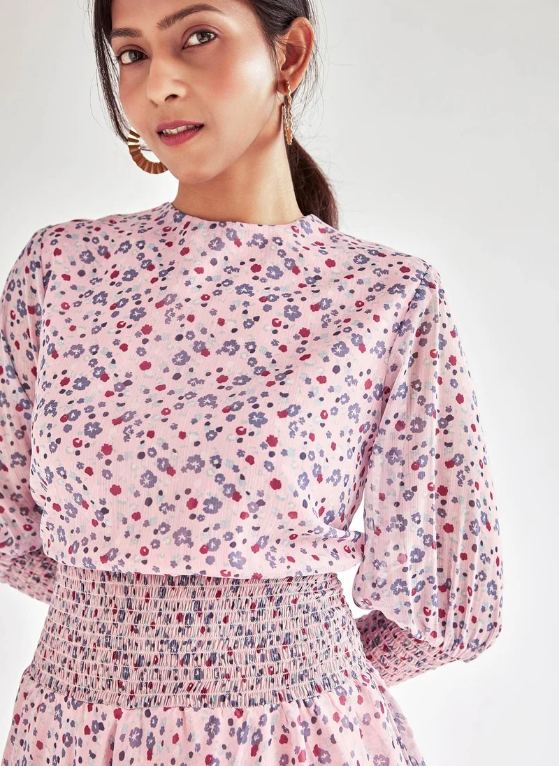 The Label Life  Floral Georgette Smocked Midi for Women | Best Price UAE
