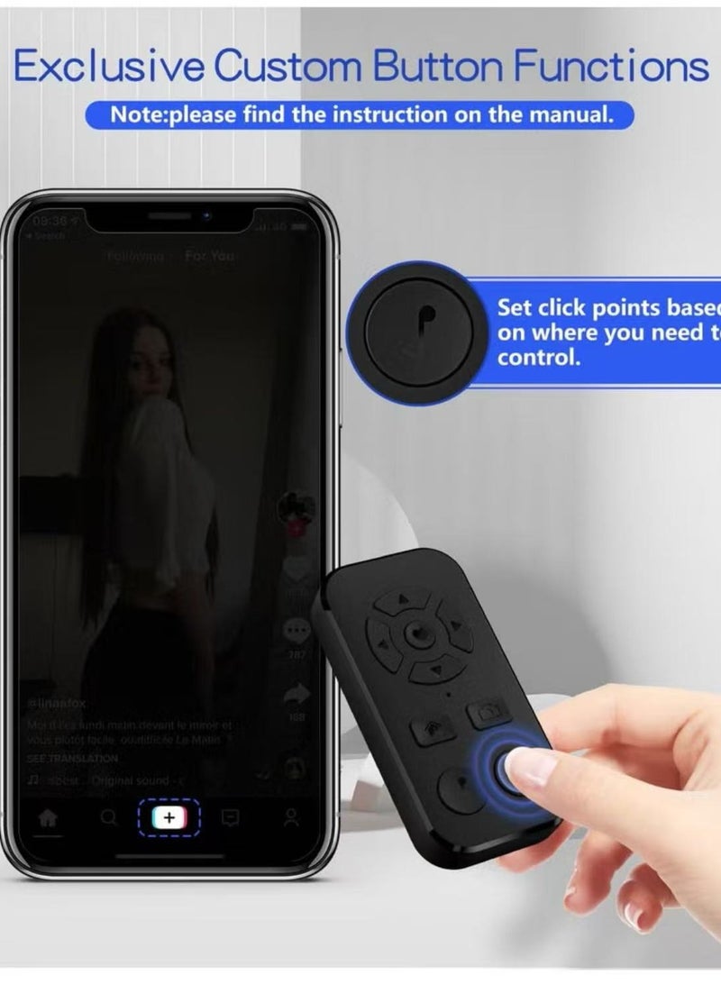 يوكا جهاز تحكم عن بعد للتمرير عن بعد يعمل بتقنية البلوتوث لأجهزة iPhone وAndroid، وكاميرا الهاتف الذكي، جهاز التقاط الصور والفيديو لجهاز iPhone وSamsung، وحزام الرقبة، يتضمن جهاز تحويل الصفحات عبر البلوتوث لتطبيق Kindle وTiktok - Image 2