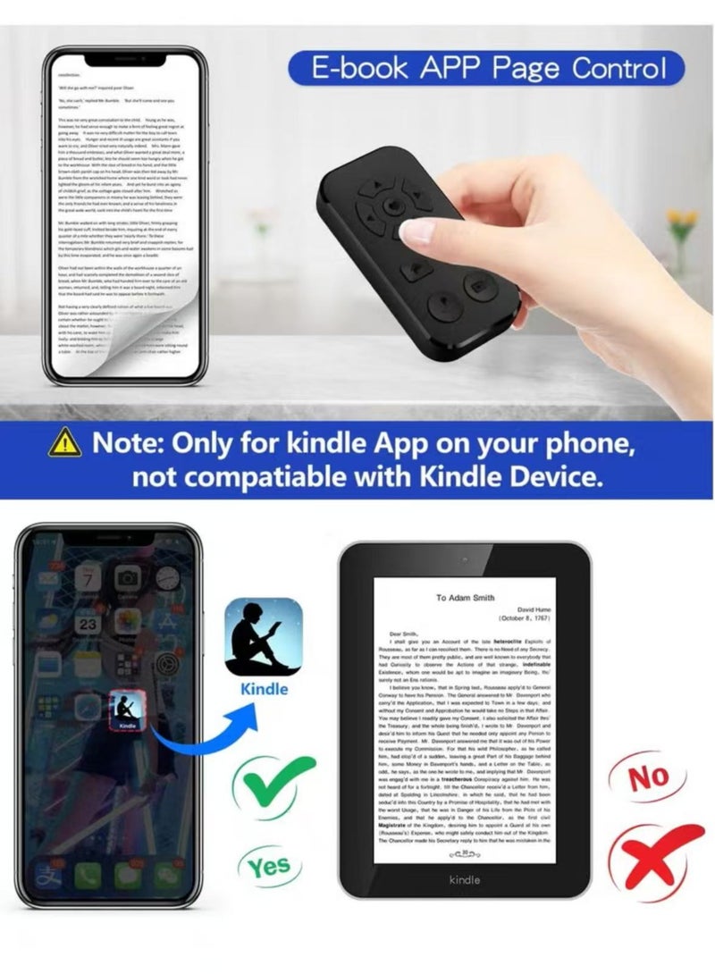 يوكا جهاز تحكم عن بعد للتمرير عن بعد يعمل بتقنية البلوتوث لأجهزة iPhone وAndroid، وكاميرا الهاتف الذكي، جهاز التقاط الصور والفيديو لجهاز iPhone وSamsung، وحزام الرقبة، يتضمن جهاز تحويل الصفحات عبر البلوتوث لتطبيق Kindle وTiktok - Image 4