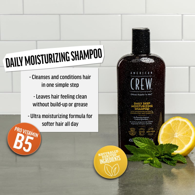 American Crew Shampoo for Men by American Crew, Daily Deep Moisturizer, Naturally Derived, Vegan Formula, Citrus Mint Fragrance, 33.8 fl oz - Image 2