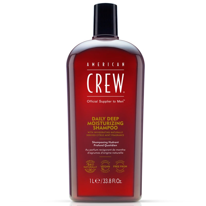 American Crew Shampoo for Men by American Crew, Daily Deep Moisturizer, Naturally Derived, Vegan Formula, Citrus Mint Fragrance, 33.8 fl oz - Image 1