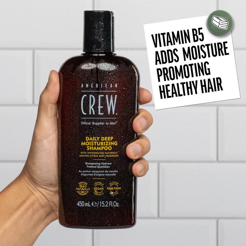 American Crew Shampoo for Men by American Crew, Daily Deep Moisturizer, Naturally Derived, Vegan Formula, Citrus Mint Fragrance, 33.8 fl oz - Image 4