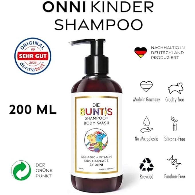CHILDREN'S SHAMPOO 2-IN-1 FORMULA KIDS SHAMPOO & BODY WASH 200 ML - CHILDREN'S VITAMIN SHAMPOO GENTLE HAIR CARE FOR SENSITIVE SCALP - NO EYE BURN - VEGAN, SULPHATES, SILICONES & PARABENS - Image 2