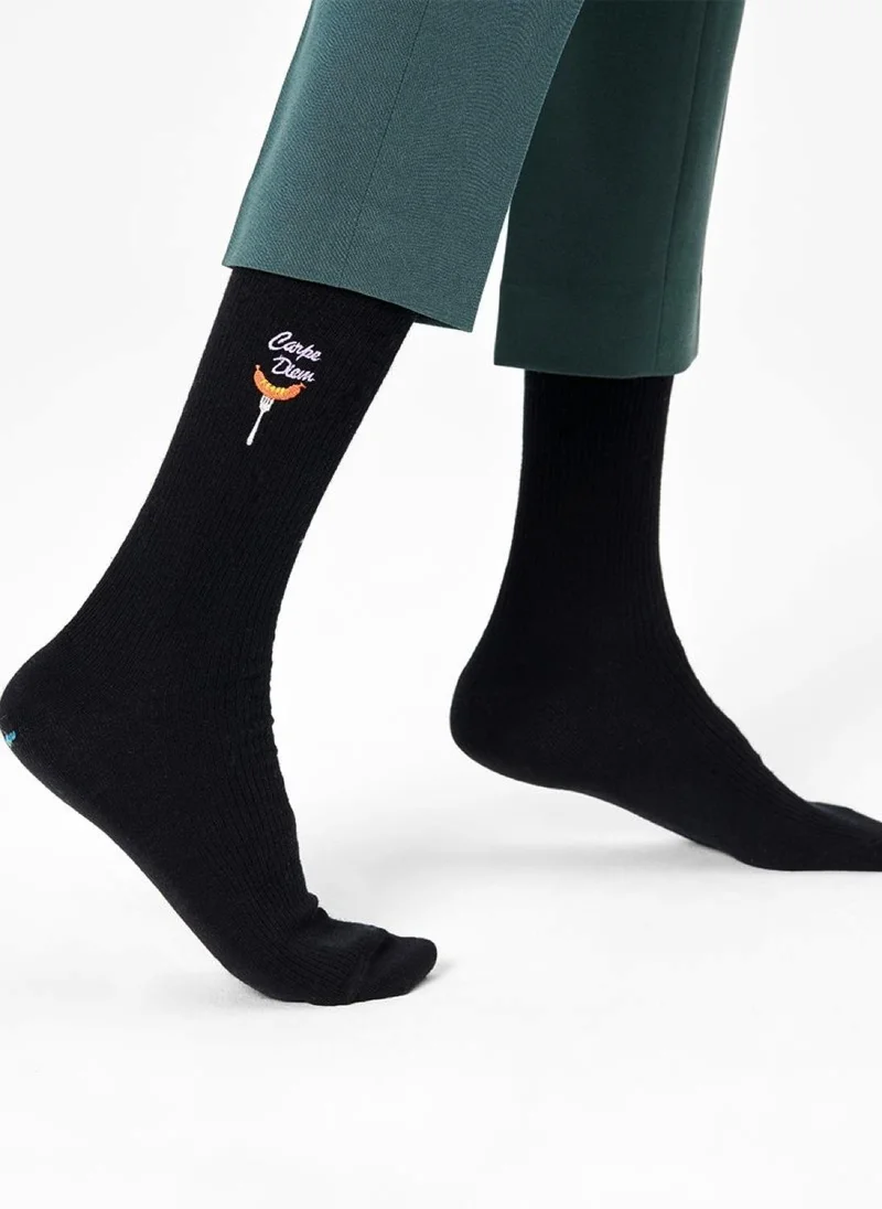 هابي سوكس RIBBED EMBROIDERY CARPE DIEM SOCK