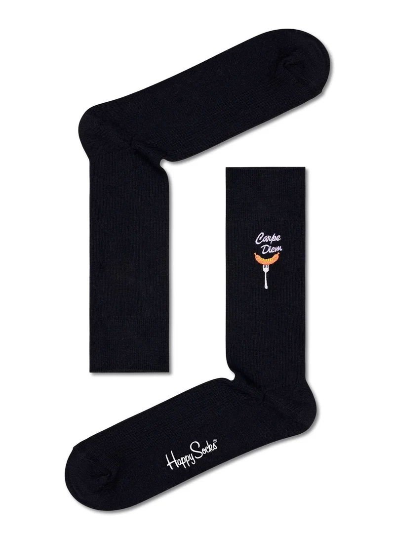 هابي سوكس RIBBED EMBROIDERY CARPE DIEM SOCK